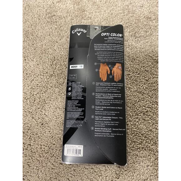 New Callaway Men's LEFT HANDED Opti Color Golf Glove, Black Size Large - Picture 2 of 2